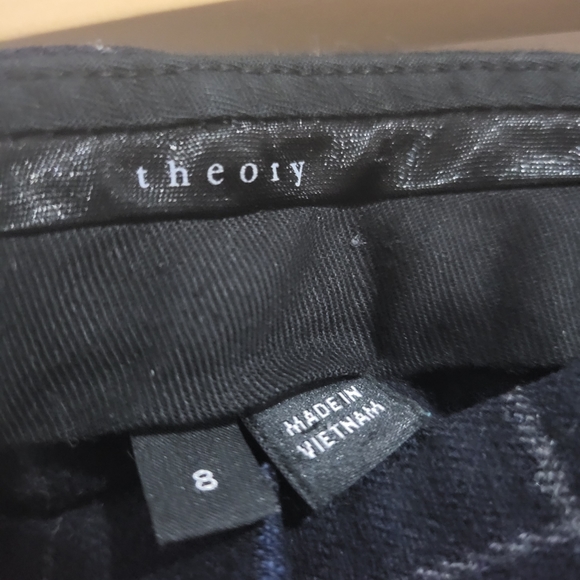 Theory De Modele Cropped Blue Plaid Pants size 8 - Picture 4 of 6
